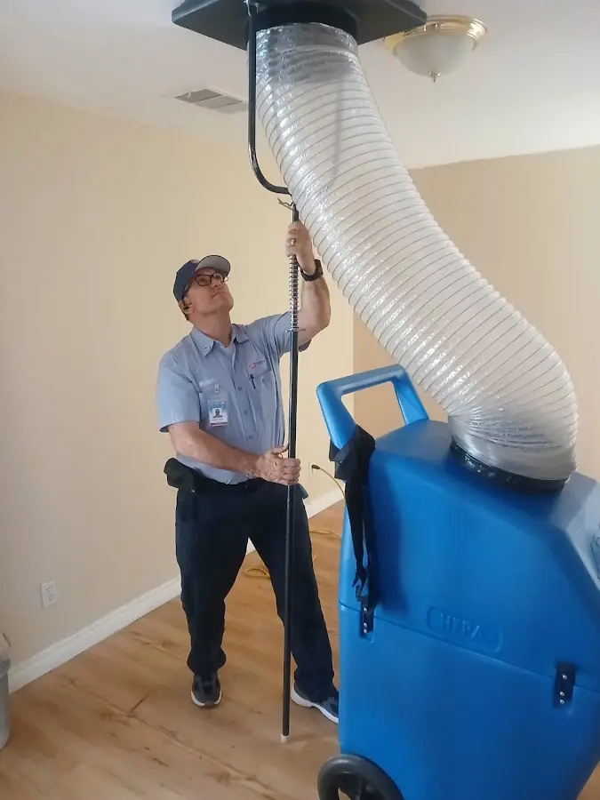 Mini Split Installation technician using HEPA equipment in Visalia